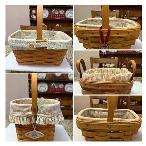 5-Longaberger Brown Basket with Floral Liner